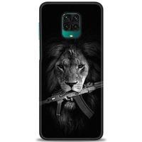 Xiaomi Redmi Note 9S Kılıf HD Baskılı Kılıf - Tüfek ve Aslan + Tam Ekran Koruyucu