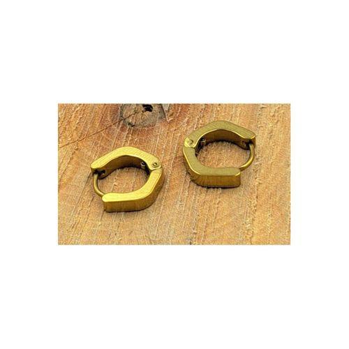 Çelik Gold Renk Şekilli Çift Unisex Küpe