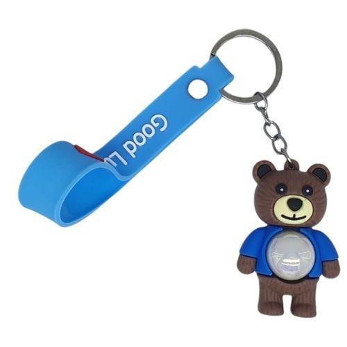 Figürlü ve Işıklı Silikon Anahtarlık - Yogi - Mavi