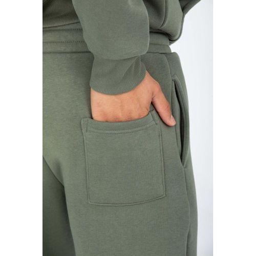 Şardonlu Kanguru Cepli Sweatshirt - 3 İplik Şardonlu Lastik Paça Erkek Eşofman Altı- Eşofman Takımı - Avcı Yeşili