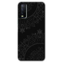 Vivo Y20 Kılıf HD Desen Baskılı Arka Kapak - Siyah Mandala + Kırılmaz Cam
