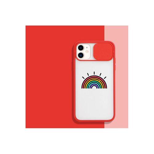 iPhone 11 Gökkuşağı Kamera Korumalı Kırmızı Telefon Kılıfı