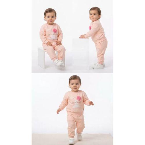 6/24 Ay Tavşan Baskılı Pamuk Penye Bebek Takımı