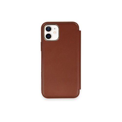 Newface iPhone 12 Kılıf Dolpin Kapaklı - Kahverengi