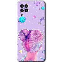 Samsung Galaxy A22 Kılıf HD Desen Baskılı Arka Kapak + Temperli Cam - Uzaylı Kız