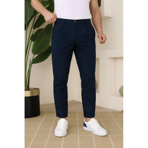 Erkek Belden Düğmeli Cepli Dokuma Pantolon