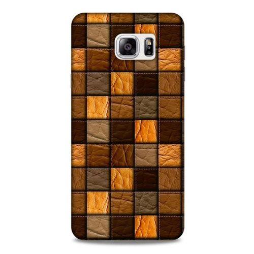 Samsung Galaxy Note 5 Kılıf Patchwork (32) Soft Silikon Kılıf Turuncu Kahve