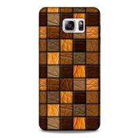 Samsung Galaxy Note 5 Kılıf Patchwork (32) Soft Silikon Kılıf Turuncu Kahve