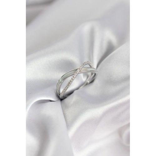 Zirkon Taşlı Sarmal Sedefli Gümüş Renk Kadın Yüzük