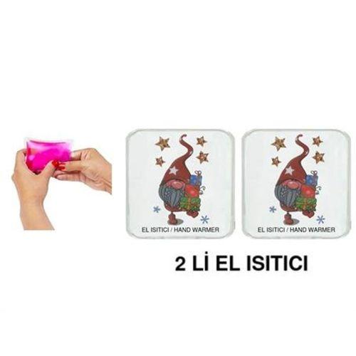 2 Adet Yıldızlı Noel Cücesi Cep Sobası,El Isıtıcı,Sıcak Su Torbası Pvc  10X9,5Cm