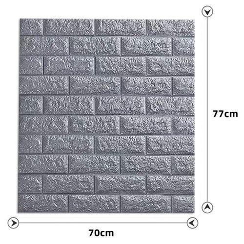 Renkli Duvarlar Kendinden Yapışkanlı Sünger Gri Tuğla Duvar Paneli 70x77 cm 6 Adet
