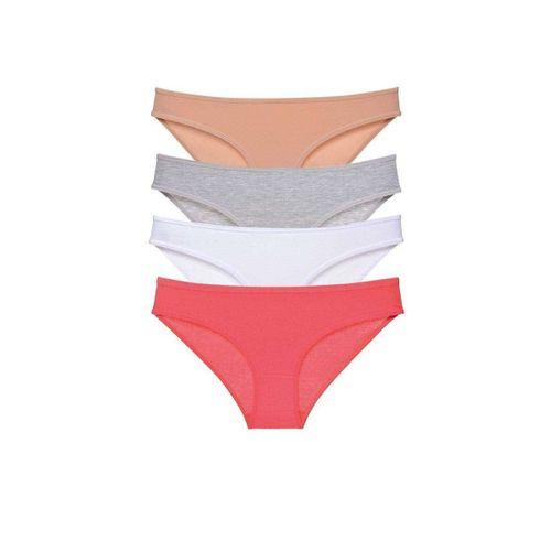4 Adet Süper Eko Set Likralı Kadın Slip Külot Ten Gri Beyaz Fuşya