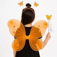 Turuncu Kelebek Kız Seti – 50 Cm Kelebek Kanadı, Taç Ve Asa