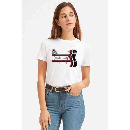 Anime Death Note Baskılı Beyaz Kadın Tshirt