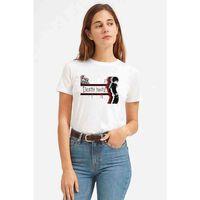 Anime Death Note Baskılı Beyaz Kadın Tshirt