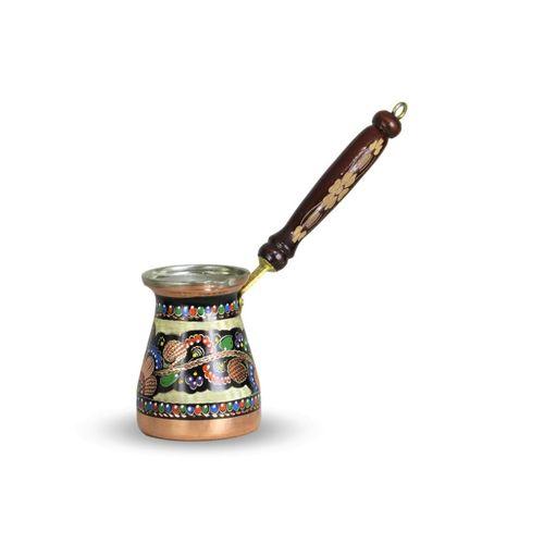Morya Bakır Cezve Gül Çiçek İşlemeli 6-8 Kişilik 400 ml