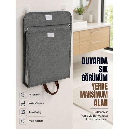 Katlanır Duvar Askılı Çamaşır Sepeti Geniş İç Hacimli Banyo Düzenleyici