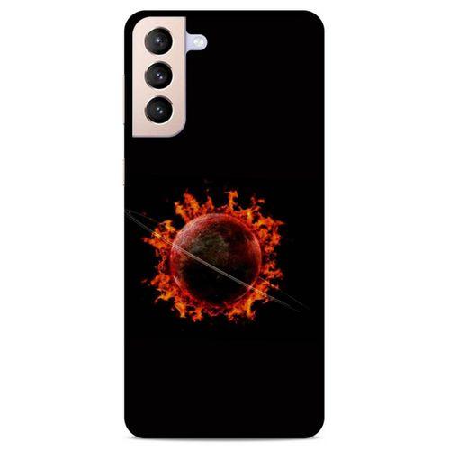 Lopard Samsung Galaxy S21 Plus Uyumlu Kılıf FireX (47) Crystal Flex Kılıf Satürn Ateşi