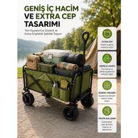 Geniş İç Hacimli Fren Sistemli Katlanabilir Kamp Ve Piknik Arabası