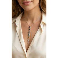 Pirinç Renkli Zirkon Taşlı Model Gümüş Renk 7 Element Kadın Y Kolye