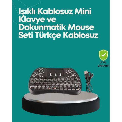 Işıklı Kablosuz Mini Klavye – 2.4 Ghz, Dokunmatik Mouse Özellikli