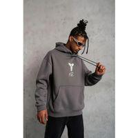 Erkek Baskılı Kapüşonlu Sweat - Gri