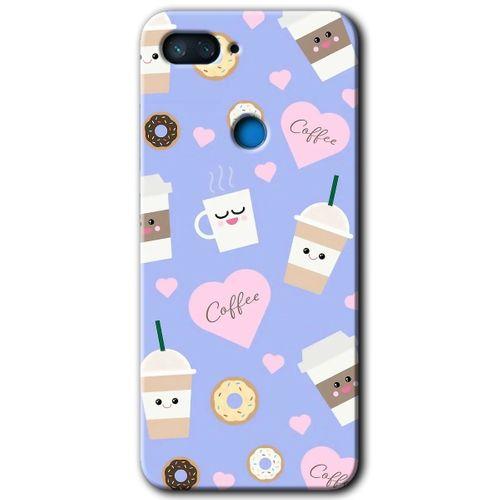 Xiaomi Mi 8 Lite Kılıf HD Desen Baskılı Arka Kapak - Coffee Cake + Kırılmaz Cam