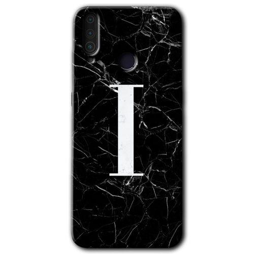 MRCİLETİSİM General Mobile GM 10 Kılıf HD Desen Baskılı Arka Kapak + Temperli Cam - Siyah Mermer Desenli I Harfi