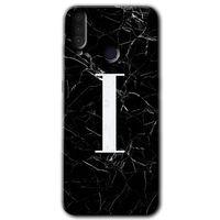 MRCİLETİSİM General Mobile GM 10 Kılıf HD Desen Baskılı Arka Kapak + Temperli Cam - Siyah Mermer Desenli I Harfi
