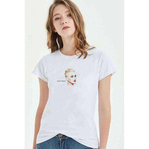 Katy Perry White Metal Rock Music Baskılı Beyaz Kadın Tshirt