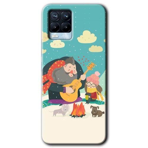 Realme 8 Pro Kılıf HD Desen Baskılı Arka Kapak - Kış Pikniği + Kırılmaz Cam