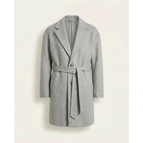 Carlo Oversize Kaşe Kumaş Fileto Cepli Kışlık Erkek Kaban - Gri