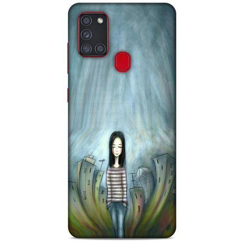 Samsung Galaxy A21s Kılıf Depresyon (22) Tam Koruma Kılıfı Fuşya Bordo