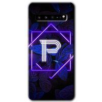 Samsung Galaxy S10 Plus HD Baskılı Kılıf + 9D Tam Ekran Koruyucu - Dark Neon Yaprak P Harfi