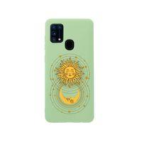 Samsung M31 Moon and Sun Premium Silikonlu Yeşil Telefon Kılıfı