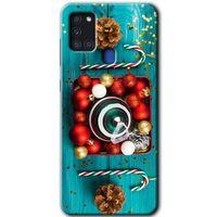 MRCİLETİSİM Samsung Galaxy A21s Kılıf Baskılı Kapak - Christmas +Tam Kaplayan Mat Seramik