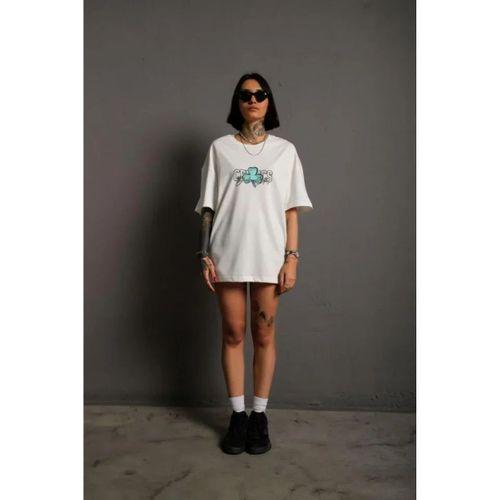 Sırt Baskılı T-shirt - Beyaz