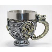 3d Ejderha Figürlü Kabartmalı Paslanmaz Çelik Kupa Bardak
