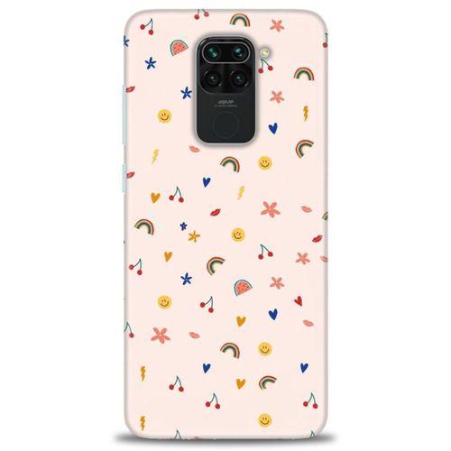 Xiaomi Redmi Note 9 Kılıf HD Baskılı Kılıf - Kiraz ve Gökkuşağı + Tam Ekran Koruyucu