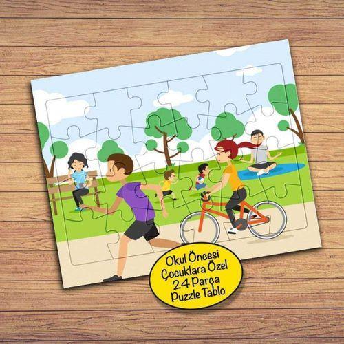 Spor Yapan İnsanlar 24 Parça Çocuklara Özel Yapboz Tablo-7864795