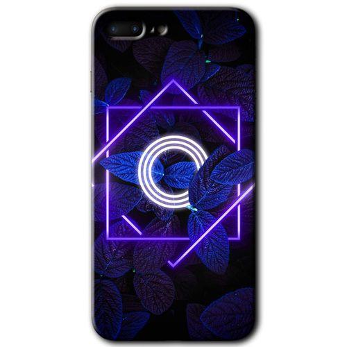 iPhone 7 Plus Kılıf HD Desen Baskılı Arka Kapak - Dark Neon Yaprak O Harfi