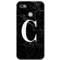 GM 8 Go Kılıf HD Desen Baskılı Arka Kapak - Siyah Mermer Desenli C Harfi + Kırılmaz Cam