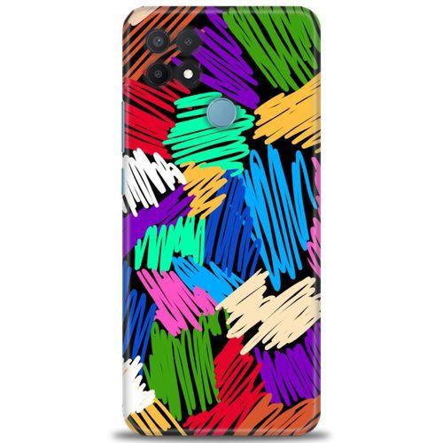 Oppo A15 Kılıf HD Baskılı Kılıf - Karalama + Tam Ekran Koruyucu