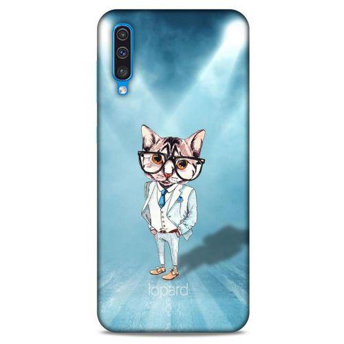 Samsung Galaxy A50 Kılıf FunnyMaX (40) Fit Silikon Kılıf Açık Mavi Kedi