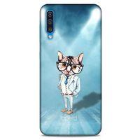 Samsung Galaxy A50 Kılıf FunnyMaX (40) Fit Silikon Kılıf Açık Mavi Kedi