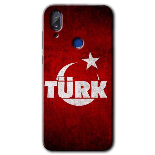 MRCİLETİSİM Vestel E5 Kılıf HD Desen Baskılı Arka Kapak+Temperli Cam - Ayyıldız Türk