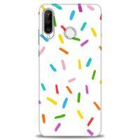 Huawei P30 Lite Kılıf HD Baskılı Kılıf - Renkli Konfeti + Tam Ekran Koruyucu