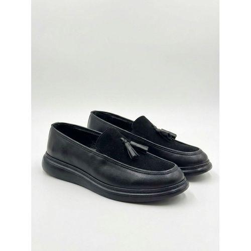 BA0005 Yeni Sezon Kalın Tabanlı Siyah Süet Makosen Ayakkabı