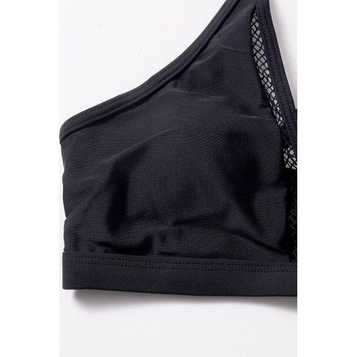 Kadın Siyah File Detaylı Özel Bikini Takımı