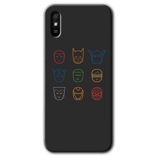 BeRa Aksesuar Xiaomi Redmi 9A Kılıf Baskılı Kapak - Avengers Minimalism +Tam Kaplayan Mat Seramik